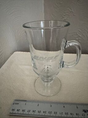 Transparent Glass Footed Coffee Mug with Handle